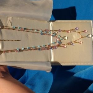 Joan Rivers Pastel Crystal Teardrop  Necklace